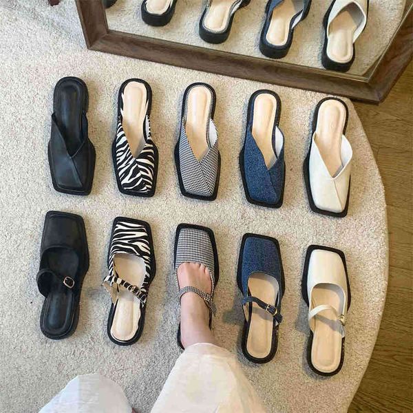 bailamos women flats low heel sandals slip on shallow mules shoes square toe female office lady work shoes beach flip flop y220421, Black
bailamos women flats low heel sandals slip on shallow mules shoes square toe female office lady work shoes beach flip flop y220421, Black