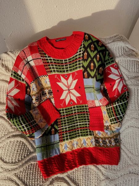 christmas geo pattern cable knit sweater l2jd#, White;black