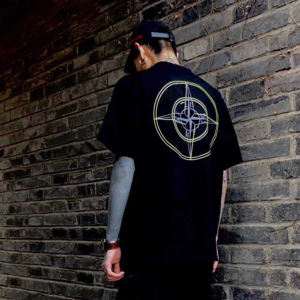 men's t-shirts fla independent stone style compass printing reflective leisure summer letters short sleeve t-shirt stone men and women, White;black
men's t-shirts fla independent stone style compass printing reflective leisure summer letters short sleeve t-shirt stone men and women, White;black