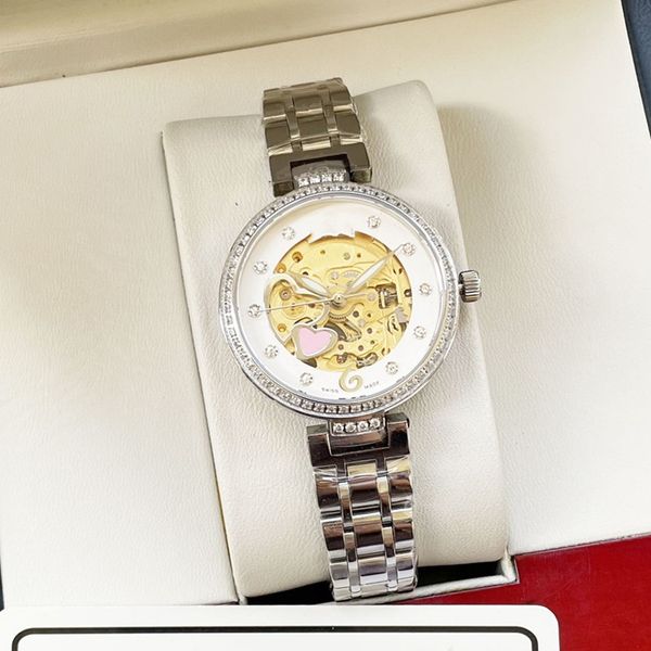 fashion mechanical women's watch 32mm ceramic steel chain sapphire mirror stainless steel case sports waterproof luxury diamond watches, Slivery;brown
fashion mechanical women's watch 32mm ceramic steel chain sapphire mirror stainless steel case sports waterproof luxury diamond watches, Slivery;brown