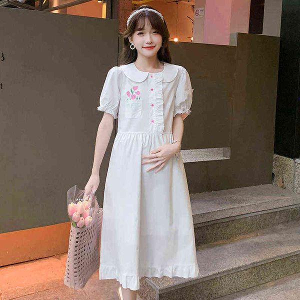 beautiful loose maternity summer cotton dress peter pan collar short sleeves pregnant woman floral embroidery aline dress wholesale j220628, White
beautiful loose maternity summer cotton dress peter pan collar short sleeves pregnant woman floral embroidery aline dress wholesale j220628, White