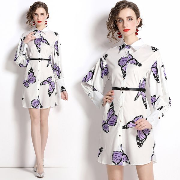 2022 fashion butterfly elegant mini dress with belt woman designer lantern sleeve single-breasted classic print shirt dresses 2022 office la, Black;gray
2022 fashion butterfly elegant mini dress with belt woman designer lantern sleeve single-breasted classic print shirt dresses 2022 office la, Black;gray