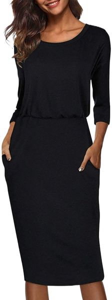 women's 3/4 sleeve round neck hips-wrapped casual office pencil dress w98k#, Black;gray
women's 3/4 sleeve round neck hips-wrapped casual office pencil dress w98k#, Black;gray