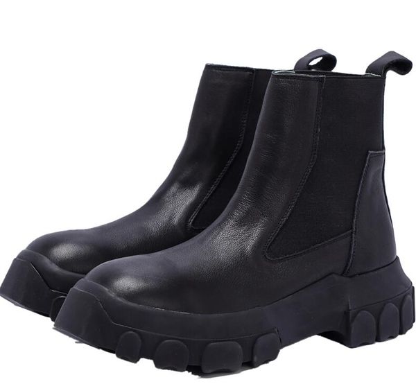customized men high beatle bozo tractor platform boots genuine leather slip on thick sole booties, Black
customized men high beatle bozo tractor platform boots genuine leather slip on thick sole booties, Black