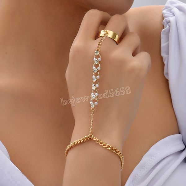 chain bracelet with rings for women hollow crystal pearl ring connected finger bracelets hand accessories jewelry lady gifts, Golden;silver
chain bracelet with rings for women hollow crystal pearl ring connected finger bracelets hand accessories jewelry lady gifts, Golden;silver