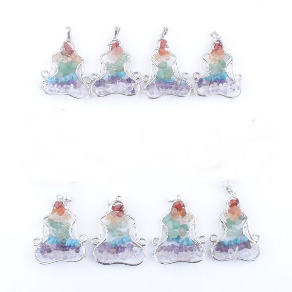 7 chakra reiki meditation yoga figure tree of life pendant natural stone chip beads winding around jewelry dn3775, Silver
7 chakra reiki meditation yoga figure tree of life pendant natural stone chip beads winding around jewelry dn3775, Silver