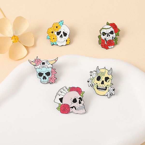 selling niche fashion punk style brooch hat decoration chest ornament skull rose horror badge pin, Gray
selling niche fashion punk style brooch hat decoration chest ornament skull rose horror badge pin, Gray