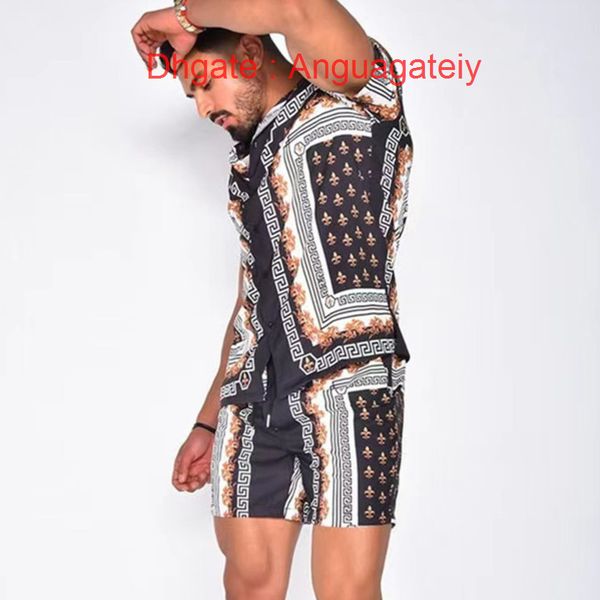 men's casual shirts luxury men tracksuits hawaiian fashion sets printing short sleeve button shirt summer beach shorts tees streetwear, White;black
men's casual shirts luxury men tracksuits hawaiian fashion sets printing short sleeve button shirt summer beach shorts tees streetwear, White;black