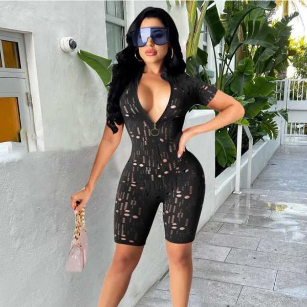 2022 new arrivals women solid color burnt out broken copper zipper jumpsuit, Black;white
2022 new arrivals women solid color burnt out broken copper zipper jumpsuit, Black;white