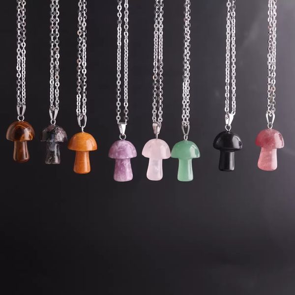 stainless steel chain mushroom pendant necklace natural stone crystal quartz healing energy necklace for women gift, Silver
stainless steel chain mushroom pendant necklace natural stone crystal quartz healing energy necklace for women gift, Silver