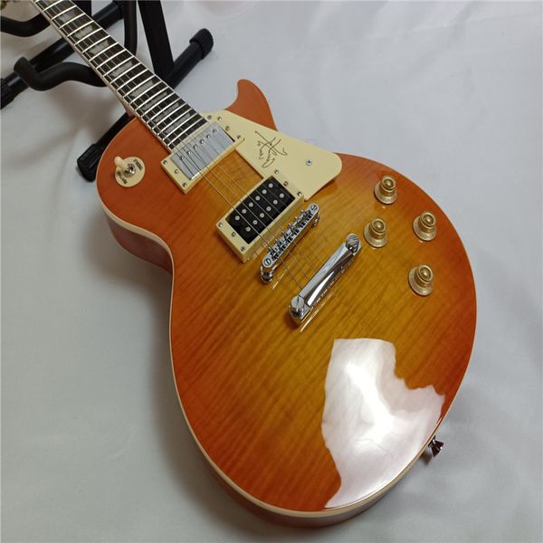 2021new six-string electric guitar, yellow tiger pattern, plated hardware, factory customization
2021new six-string electric guitar, yellow tiger pattern, plated hardware, factory customization