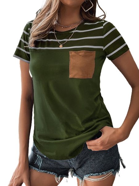 striped pocket front tee m22k#, White