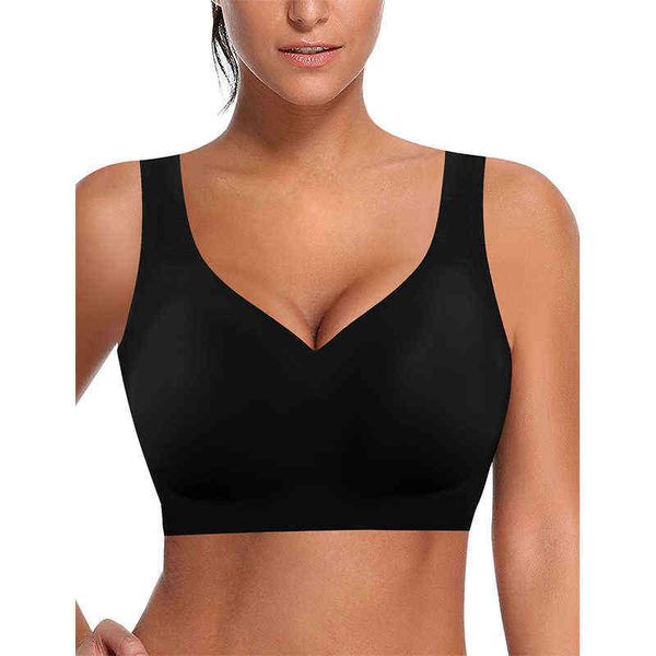 women ice silk bra seamless vest brassoft thin push up underwear comfortable sleep with chest padded t220726, Red;black
women ice silk bra seamless vest brassoft thin push up underwear comfortable sleep with chest padded t220726, Red;black