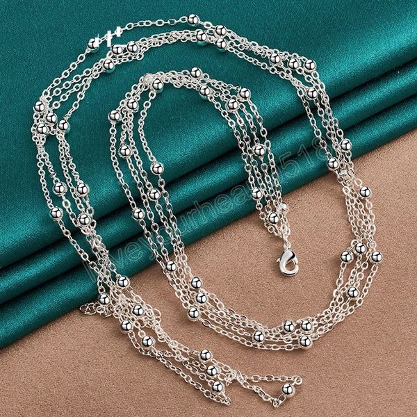 925 sterling silver multi-chain smooth beads necklace for women fashion wedding party charm jewelry
925 sterling silver multi-chain smooth beads necklace for women fashion wedding party charm jewelry