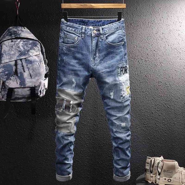 men's jeans fashion street fashion hole stitching embroidered jeans men's casual handsome slim straight pants 1zio, Blue
men's jeans fashion street fashion hole stitching embroidered jeans men's casual handsome slim straight pants 1zio, Blue