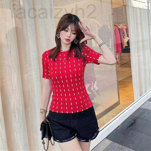 women's knits & tees designer 22 summer new style small fragrance wave dot stripe round neck knitted short sleeved for women spih, White
women's knits & tees designer 22 summer new style small fragrance wave dot stripe round neck knitted short sleeved for women spih, White
