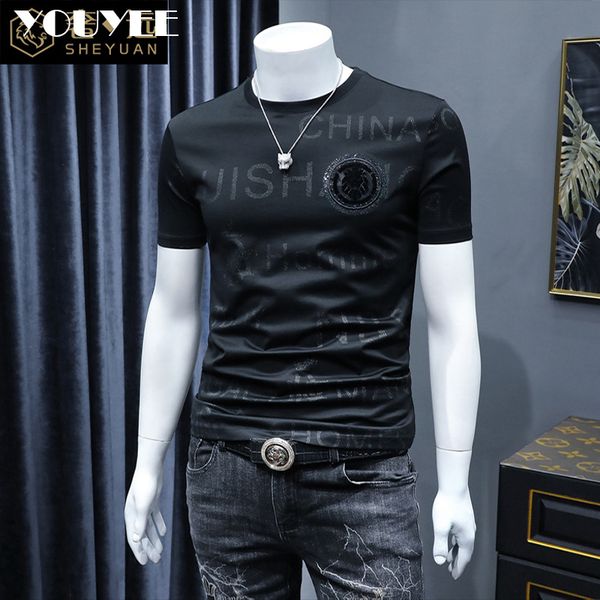 short sleeve tshirt mens slim embroidered light luxury trend summer round neck male tees man wear clothing m4xl220622, White;black
short sleeve tshirt mens slim embroidered light luxury trend summer round neck male tees man wear clothing m4xl220622, White;black