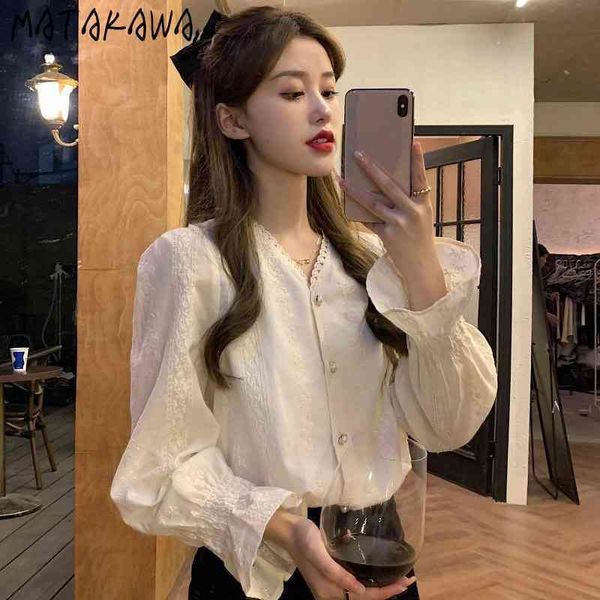 lace vneck women blouses spring blusas de mujer temperament outer wear loose longsleeved shirt 210506, White
lace vneck women blouses spring blusas de mujer temperament outer wear loose longsleeved shirt 210506, White
