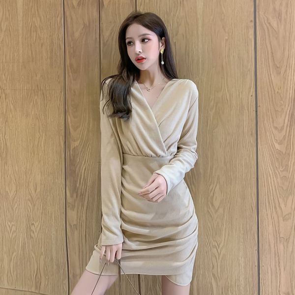 fashion slim vneck woman dress female spring drawstring femme robe temperament long sleeve bodycon 210506, Black;gray
fashion slim vneck woman dress female spring drawstring femme robe temperament long sleeve bodycon 210506, Black;gray