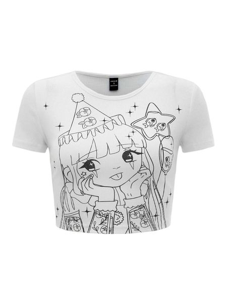 x naawberry figure graphic crop tee u1bu#, White
x naawberry figure graphic crop tee u1bu#, White