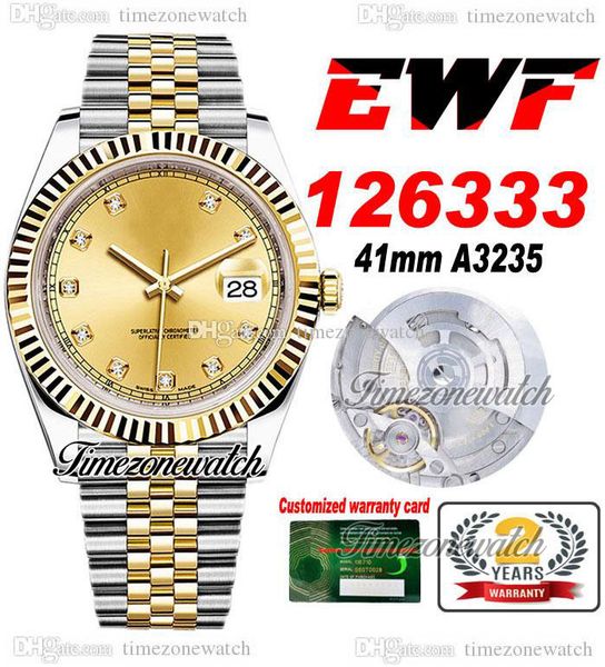 ewf 41mm 126333 a3235 automatic mens watch two tone yellow gold champagne diamonds dial jubileesteel bracelet super edition same series warr, Slivery;brown
ewf 41mm 126333 a3235 automatic mens watch two tone yellow gold champagne diamonds dial jubileesteel bracelet super edition same series warr, Slivery;brown