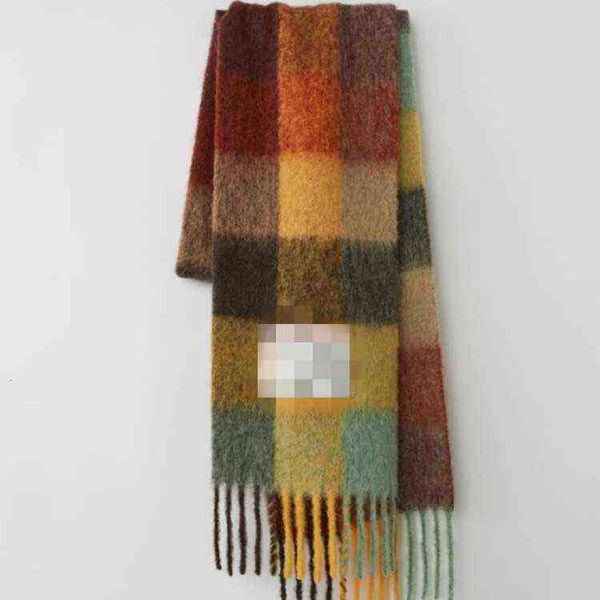 scarves ac2021 ac official website the same winter imitation cashmere rainbow lattice warm scarf is customized, Blue;gray 
scarves ac2021 ac official website the same winter imitation cashmere rainbow lattice warm scarf is customized, Blue;gray