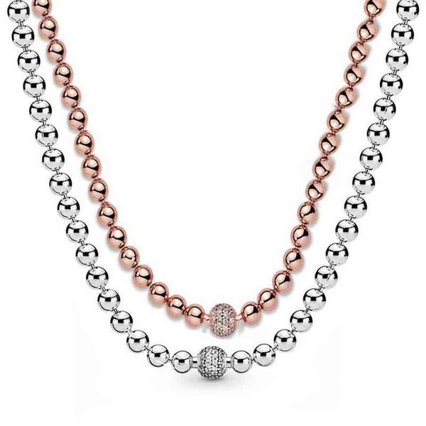 925 new sterling silver necklace rose & silver beads & pave crystal sliding necklace for women wedding gift diy europe jewelry322e
925 new sterling silver necklace rose & silver beads & pave crystal sliding necklace for women wedding gift diy europe jewelry322e