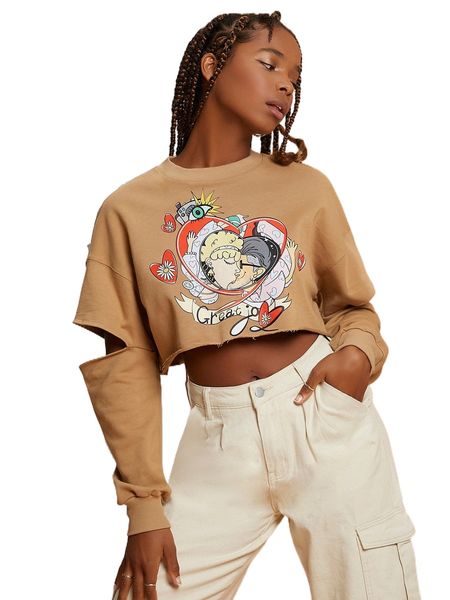x penelope ping figure and letter graphic cut out sleeve crop pullover z9fe#, Black
x penelope ping figure and letter graphic cut out sleeve crop pullover z9fe#, Black