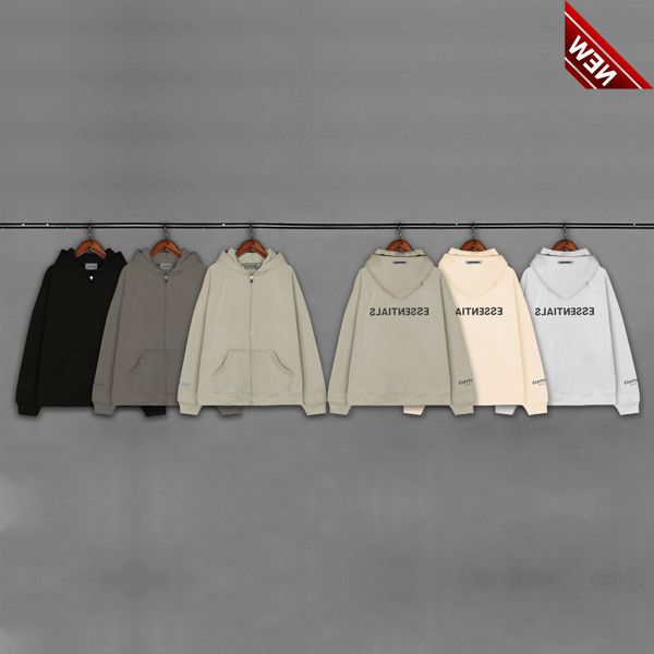 high street fog double line ess2022ss reflective printing press glue zipper cardigan men's and women's hooded sweater coat wholesa, Black
high street fog double line ess2022ss reflective printing press glue zipper cardigan men's and women's hooded sweater coat wholesa, Black
