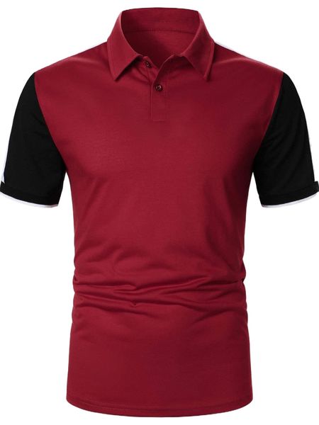 men color block polo shirt 80se#, White;black 
men color block polo shirt 80se#, White;black