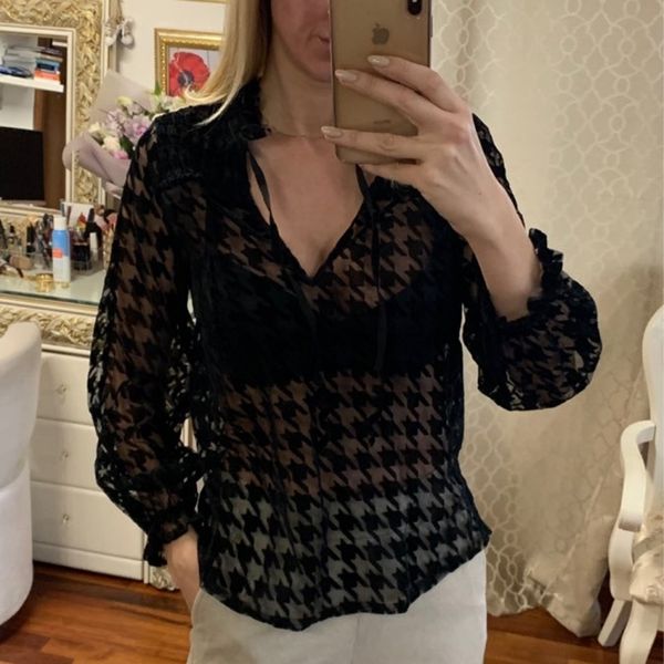 elegant women houndstooth flocking shirts fashion ladies vintage blouses female transparent femme girls chic y200402, White
elegant women houndstooth flocking shirts fashion ladies vintage blouses female transparent femme girls chic y200402, White