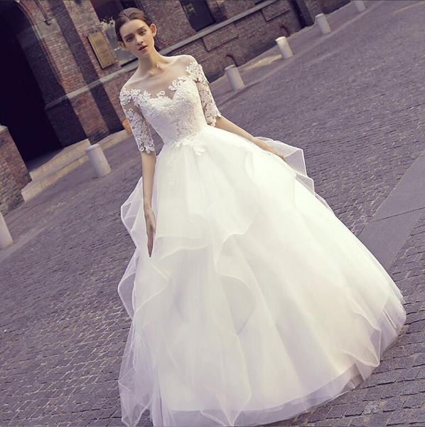 2022 new main wedding dress trailing long sleeves is thin and simple wed dresses vestido de novia, White
2022 new main wedding dress trailing long sleeves is thin and simple wed dresses vestido de novia, White