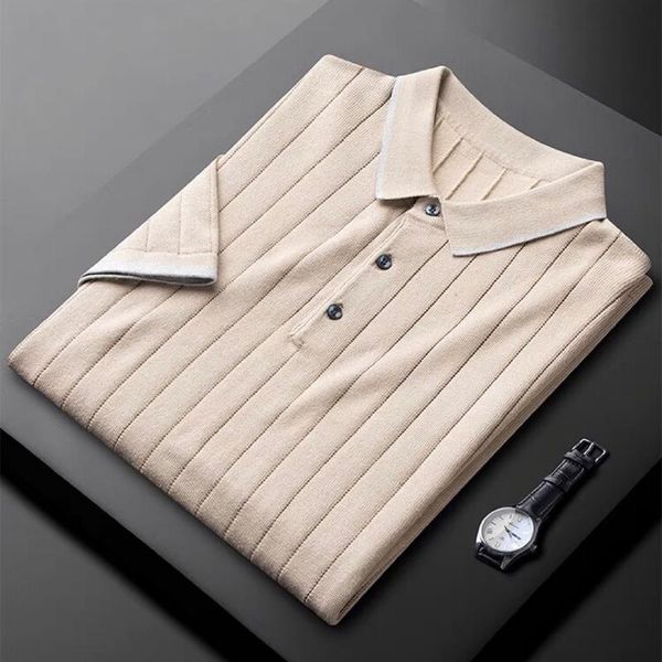 men's t-shirts high end luxury solid color business knitted shirt men's short sleeve lapel slim fit t-shirt 2022 summer korean fas, White;black
men's t-shirts high end luxury solid color business knitted shirt men's short sleeve lapel slim fit t-shirt 2022 summer korean fas, White;black