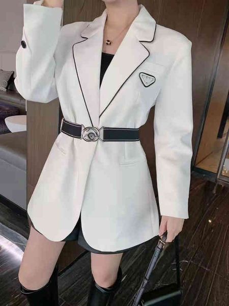 women's suits & blazers pd spring triangle decorative lapel belt slim temperament suit, White;black
women's suits & blazers pd spring triangle decorative lapel belt slim temperament suit, White;black