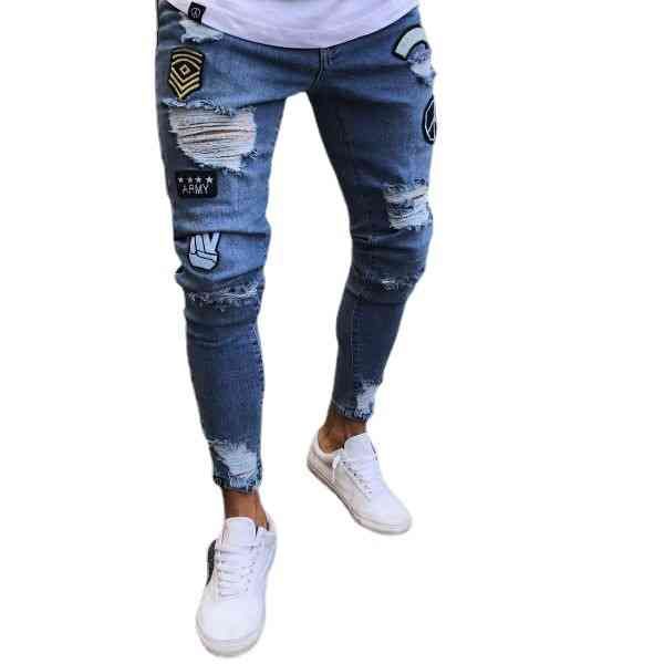high waist trousers fashion double breasted slim fit elastic jeans men, Blue
high waist trousers fashion double breasted slim fit elastic jeans men, Blue