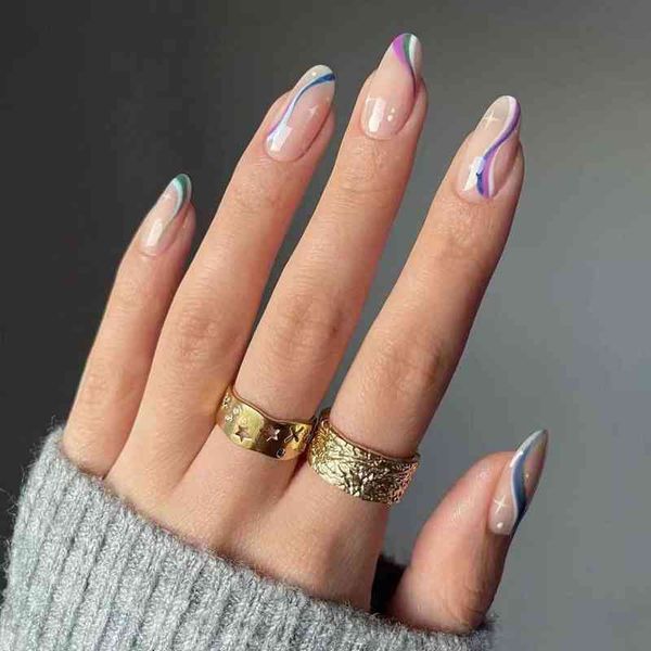 false nails 24pcs simple art color wavy detachable stiletto fake full cover french ballerina tips press on 0616, Red;gold
false nails 24pcs simple art color wavy detachable stiletto fake full cover french ballerina tips press on 0616, Red;gold