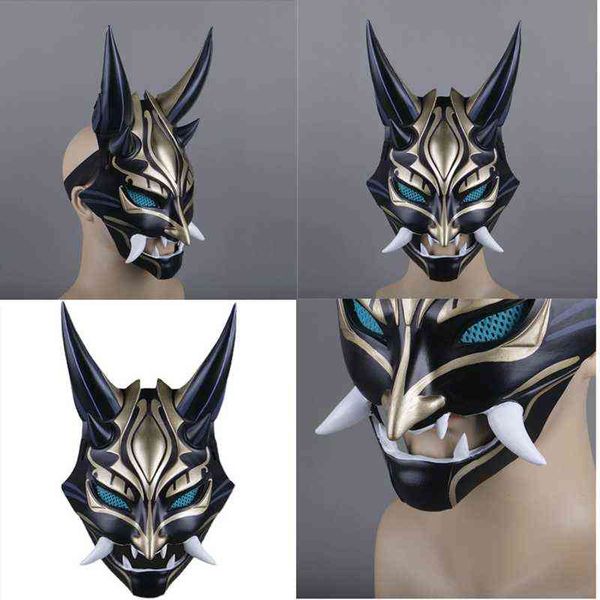 

new anime helmet game genshin impact xiao cosplay masks resin helmet party carnival costume halloween prop y220523