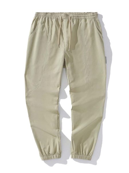 extended sizes men slant pockets drawstring waist pants v21s#, Black