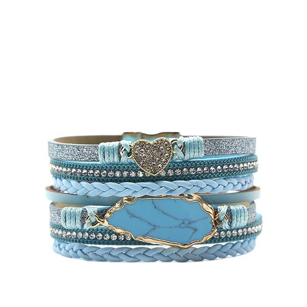jewelry blue leather magnet buckle bracelet women's creative leaf shaped personality multi-layer bracelet, Golden;silver
jewelry blue leather magnet buckle bracelet women's creative leaf shaped personality multi-layer bracelet, Golden;silver