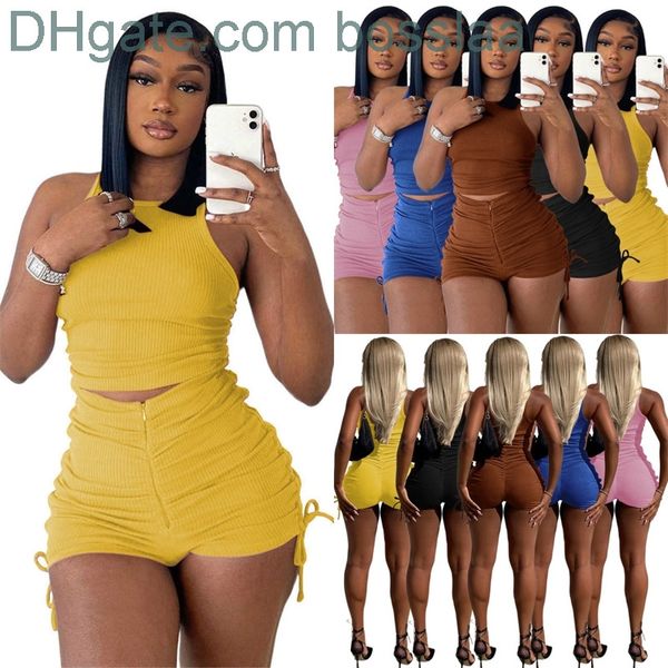 designer womens tracksuits summer 2 piece yoga pants outfits vest shorts pleated drawstring set ladies sportswear, Gray
designer womens tracksuits summer 2 piece yoga pants outfits vest shorts pleated drawstring set ladies sportswear, Gray