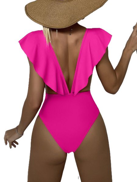 frill trim one piece swimsuit k34k#, White;black
frill trim one piece swimsuit k34k#, White;black