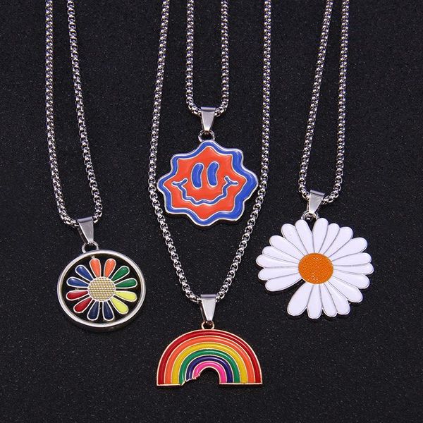 pendant necklaces fashion simple small daisy necklace trend rainbow colorful drop oil craft ins style jewelry, Silver
pendant necklaces fashion simple small daisy necklace trend rainbow colorful drop oil craft ins style jewelry, Silver