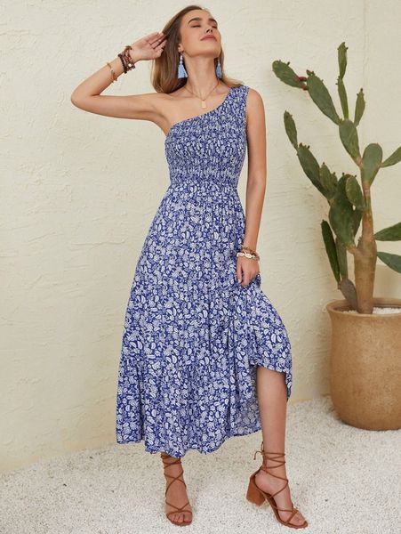 rusttydustty one shoulder allover floral print shirred ruffle hem dress c3sv#, Black;gray
rusttydustty one shoulder allover floral print shirred ruffle hem dress c3sv#, Black;gray