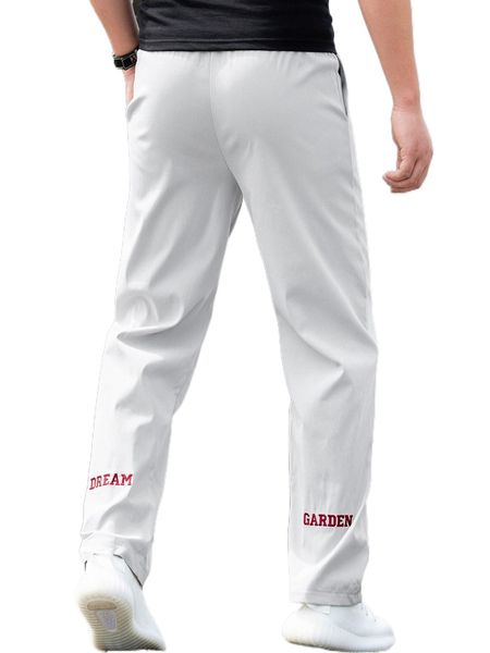 men letter graphic drawstring waist pants q3ag#, Black