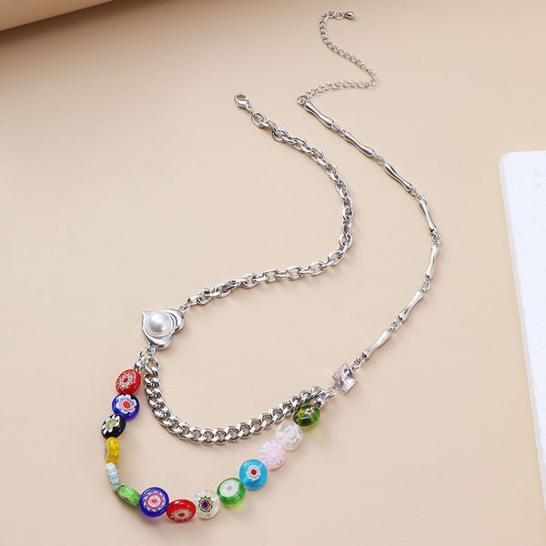 glazed flower color double-layer necklace, metal style, minority design, clavicle chain, female high-grade accessories, Silver
glazed flower color double-layer necklace, metal style, minority design, clavicle chain, female high-grade accessories, Silver