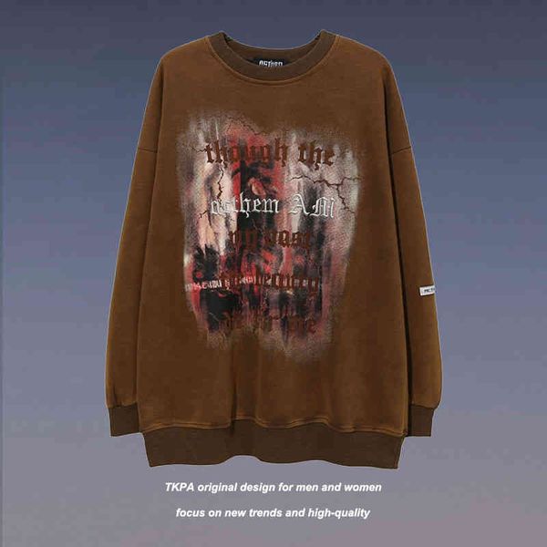 tkpa autumn new high street graffiti old wash men's and women's hip-hop niche loose round neck sweater, Black
tkpa autumn new high street graffiti old wash men's and women's hip-hop niche loose round neck sweater, Black