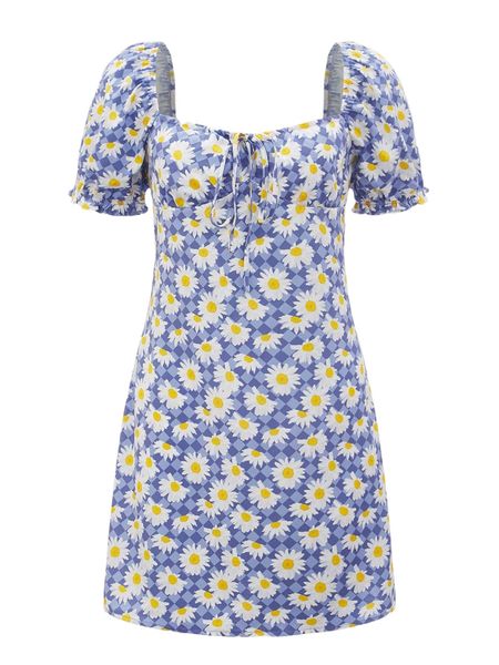 x tartagain checkered & floral print knot front puff sleeve dress e7qf#, Black;gray
x tartagain checkered & floral print knot front puff sleeve dress e7qf#, Black;gray