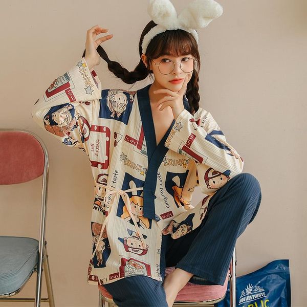 autumn women pajamas long pants two pieces set sleepwear cotton girls kimono homewear casual soft pyjamas, Black;red
autumn women pajamas long pants two pieces set sleepwear cotton girls kimono homewear casual soft pyjamas, Black;red