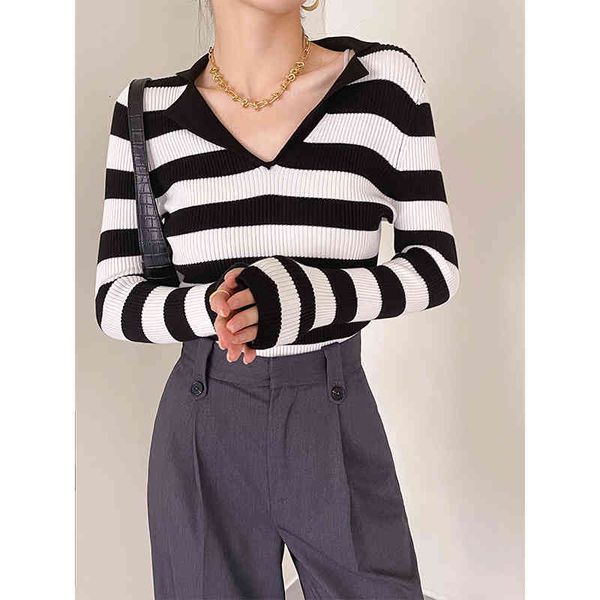 women's knits & tees women's autumn is thin and slightly elastic. early v-neck striped sweater cold wind girl's slim temperam, White
women's knits & tees women's autumn is thin and slightly elastic. early v-neck striped sweater cold wind girl's slim temperam, White