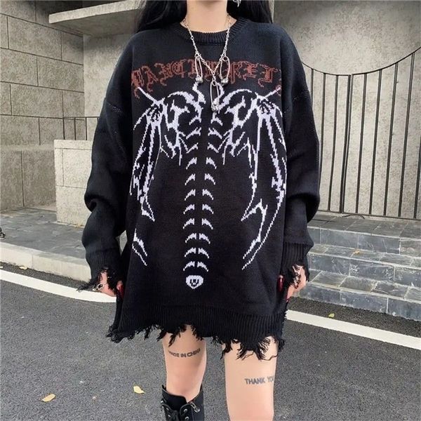 dark gothic letter jacquard oversized loose sweater male streetwear female hip hop american trendy fashion knitwear 220817, White;black
dark gothic letter jacquard oversized loose sweater male streetwear female hip hop american trendy fashion knitwear 220817, White;black